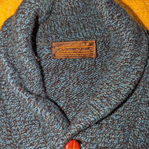 Eddie Bauer Vintage Wool Cardigan (Teal) - Picture 3 of 3